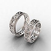 Свадебный салон handmade. Livemaster - original item Paired wedding rings with patterns, silver (Ob54). Handmade.