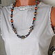 Long black and orange beads with stones. Necklace. Grafoli jewellery. My Livemaster. Фото №5