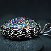 Украшения handmade. Livemaster - original item Dragon Egg. Pendant with laboratory opals in copper wire. Handmade.