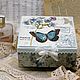 Box blue butterfly solid wood decoupage, Box, Moscow,  Фото №1