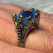 Украшения handmade. Livemaster - original item Blue Dream ring with natural topaz and sapphires. Handmade.