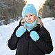 Order Set of Downy winter hat snood scarf mittens for women. Down shop (TeploPuha34). Livemaster. . Headwear Sets Фото №3