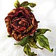 Бархатная роза "Ретро"Цветы из шелка.Цветы из ткани, Брошь-булавка, Москва,  Фото №1