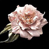 Украшения handmade. Livemaster - original item jewelry made of leather.. Brooch pin pink flower TENDERNESS. Handmade.