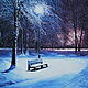 Снежный вечер...х/м, 30х40, Картины, Елец,  Фото №1