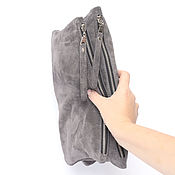 Сумки и аксессуары handmade. Livemaster - original item Double Clutch Suede Cosmetic Bag Handbag Suede Minimalism. Handmade.