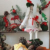 Куклы и игрушки handmade. Livemaster - original item Toy Rabbit. A New Year`s hare with a sled and a bag.. Handmade.