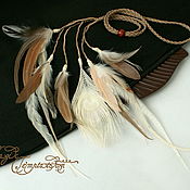 Украшения handmade. Livemaster - original item Beige feather headband. Handmade.