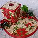 Tray and box-candlestick and Elk ' Christmas Poinsettia', Cutting Boards, Moscow,  Фото №1