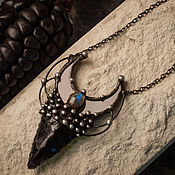 Украшения handmade. Livemaster - original item Wolf Moon Pendant with Labrador (p-011-05). Handmade.