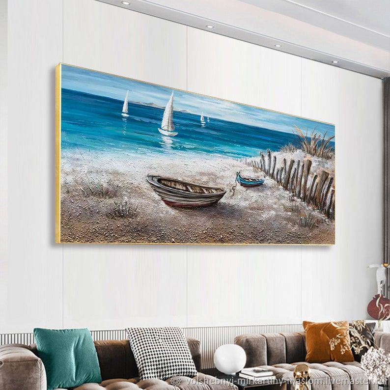 Картина маслом голубое море Морские пейзажи Купить картину в гостиную в ...