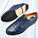 Order Genuine crocodile leather derby, blue color, custom made!. SHOES&BAGS. Livemaster. . Derby Фото №3