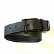 Men's leather belt. Black belt RSPPX38, Straps, St. Petersburg,  Фото №1