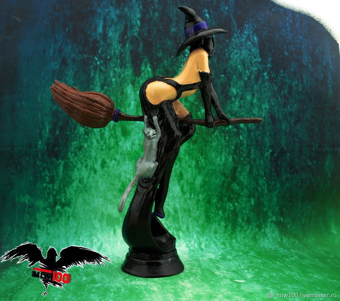 Статуэтка Ведьма, ведьмина метла, подарок женщине украшения для ведьмы ...