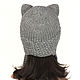 Hat with Cat ears knitted women's grey. Caps. Space Cat Knitting. My Livemaster. Фото №4