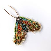Украшения handmade. Livemaster - original item Moth pin brooch - author`s work with hand embroidery. Handmade.
