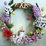 Цветы и флористика handmade. Livemaster - original item Wreath Easter D 50cm. Flowers polymer clay handmade.. Handmade.