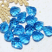Материалы для творчества handmade. Livemaster - original item Beads Drops 12/10 mm Blue Aquamarine 1 piece Briolettes. Handmade.