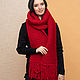 Red scarf with fringe. Scarves. SHAPAR - knitting clothes. My Livemaster. Фото №5