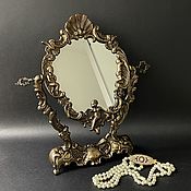 Винтаж: Серебряное антикварное ручное зеркало "Арт Деко" ,1930-е,Италия