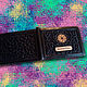 Handmade money clip, black pressed leather, Business card holders, Essentuki,  Фото №1