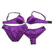 Одежда handmade. Livemaster - original item A set of underwear made of natural silk Purple Wine. Handmade.