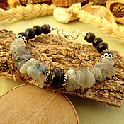 Украшения handmade. Livemaster - original item Obsidian and Labrador bracelet. Handmade.