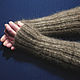 Order Long knitted fingerless gloves with ties. Warm Yarn. Livemaster. . Mitts Фото №3