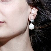 Украшения handmade. Livemaster - original item Earrings White Pearl 925 Sterling Silver ALS0058. Handmade.