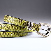 Аксессуары handmade. Livemaster - original item Python leather belt, width 2,5 cm IMP3114J. Handmade.