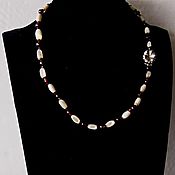 Винтаж handmade. Livemaster - original item Beads made of mother-of-pearl and hand-made garnet. Handmade.