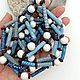 Длинные бусы в 3 ряда Бохо ожерелье Голубой Серый Белый Трубочки. Колье. Формула Радости. Интернет-магазин Ярмарка Мастеров.  Фото №2