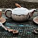 Кокосовый сервиз, авторская посуда ручной рабо из глины для чая кофе. Горшочки. LAMA - Красивая посуда. Ярмарка Мастеров.  Фото №4