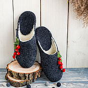 Women's felt felted Slippers made of Merino wool with prevention
