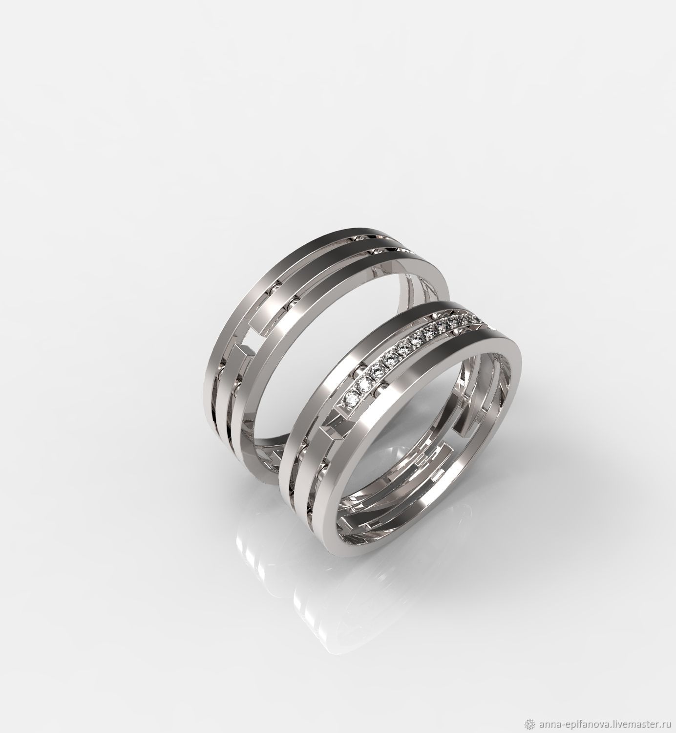 Обручальные кольца серебро с камнем