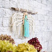 Картины и панно handmade. Livemaster - original item Panno macrame Angel in turquoise dress. Handmade.