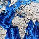 Карта мира с глубинами 40*26 см, 7 слоёв, синяя. Карты мира. Deepmaps. Интернет-магазин Ярмарка Мастеров.  Фото №2