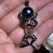 Украшения handmade. Livemaster - original item Exclusive pendant with natural pearls Frog Princess. Handmade.