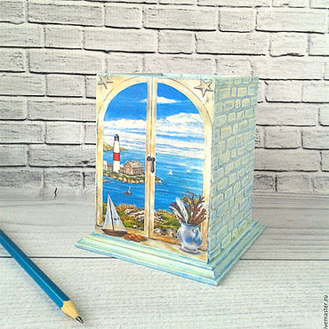 Карандашница из натурального дерева. Подставка для ручек и карандашей ...