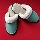 Pearl leather Slippers with fur, Slippers, Moscow,  Фото №1