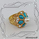 Order Ring 'Eastern fairy Tale' 925 silver, gold, turquoise, pearls. VIDEO. MaksimJewelryStudio. Livemaster. . Rings Фото №3