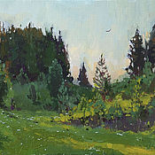 Картина маслом весенний пейзаж «Весна в Тамаевке. Этюд»