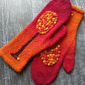 Mittens knitted felted herringbone