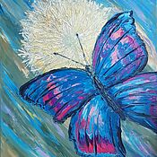 Картины и панно handmade. Livemaster - original item Pictures: A butterfly on a dandelion. Handmade.