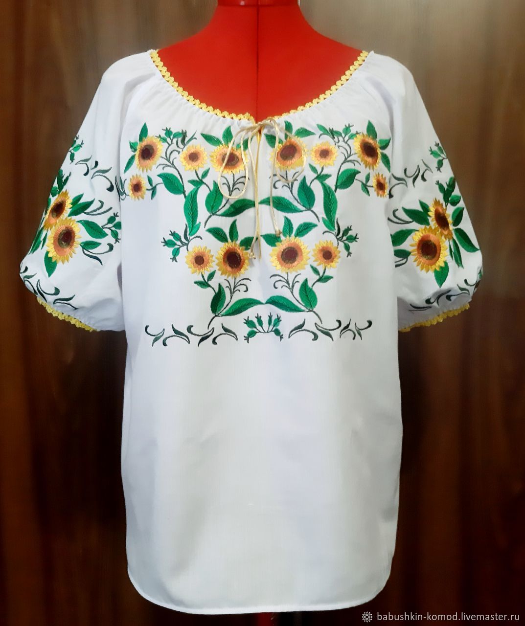Embroidered women's blouse 'Sunflowers' ZHR3-005, Blouses, Temryuk,  Фото №1