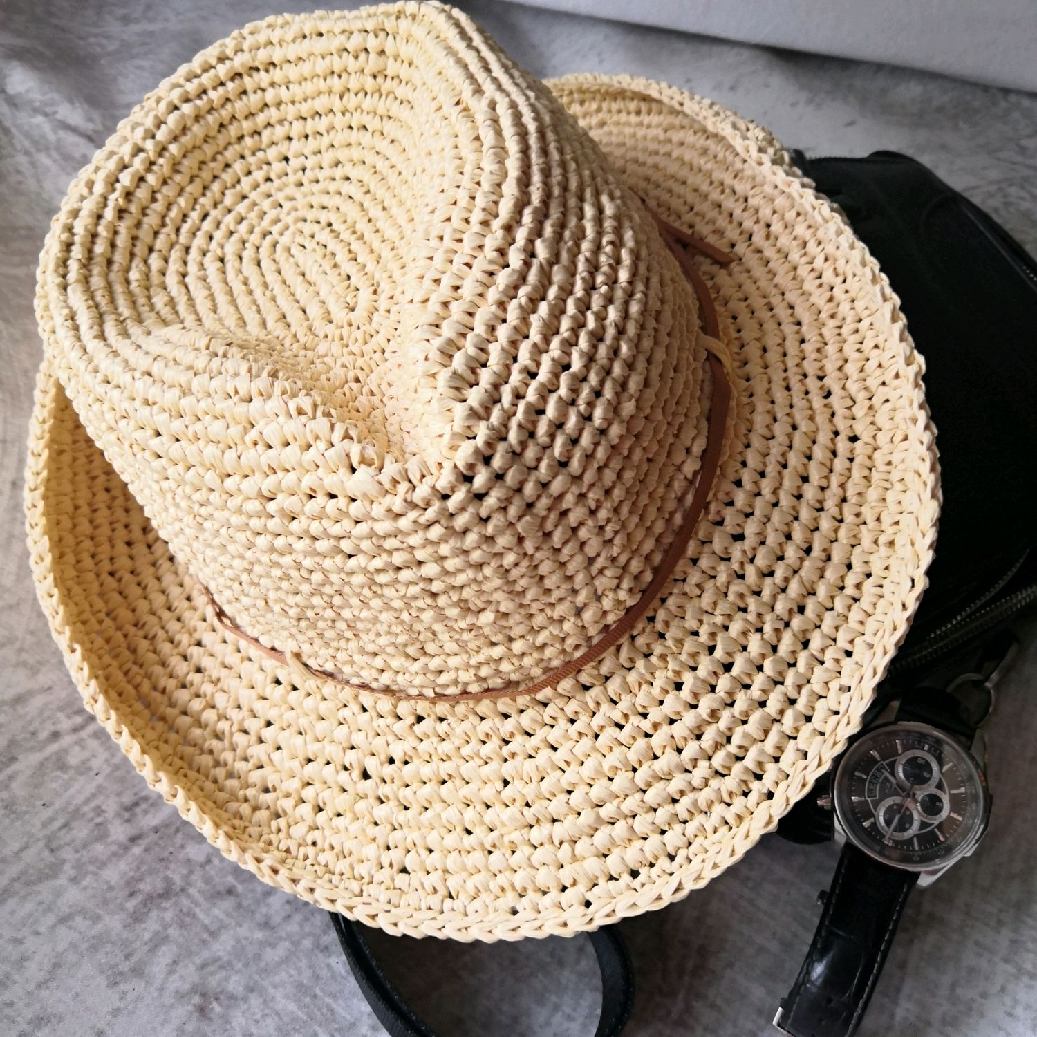 Шляпа федора из рафии крючком - 76 фото