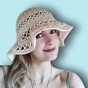 Аксессуары handmade. Livemaster - original item hats: Women`s crochet hat made of cotton. Handmade.