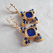 Украшения handmade. Livemaster - original item Byzantine earrings with lapis lazuli, large cross earrings. Handmade.