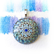 Украшения handmade. Livemaster - original item The Energy of Harmony pendant.Spot painting. Spiral, Green, Blue. Handmade.