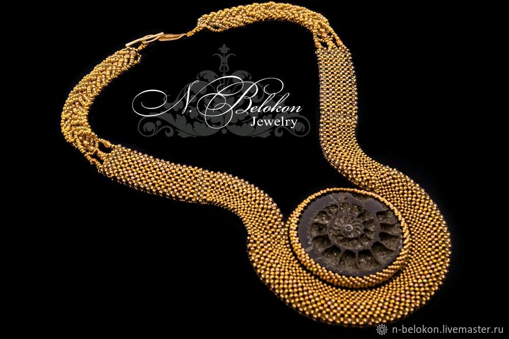 The Ammonite choker with Golden beads 24K, Chokers, Ulyanovsk,  Фото №1